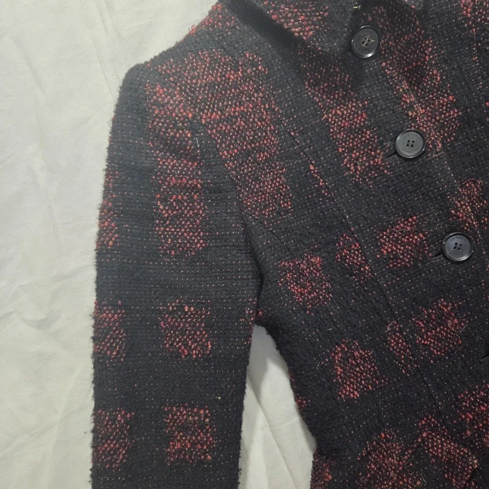 Burberry Check Coat Fitted Prorsum Burgundy Black Ladies Size US 2 / UK 4 *READ* - Picture 6 of 16